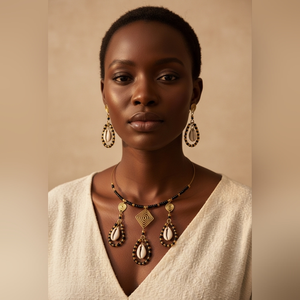 Gold and Black Teardrop Earrings